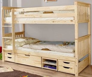 деревянная двухъярусная кровать с ящиками Ураган